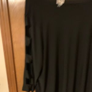 Black Plus Size Shirt with Cut Out Sleeves